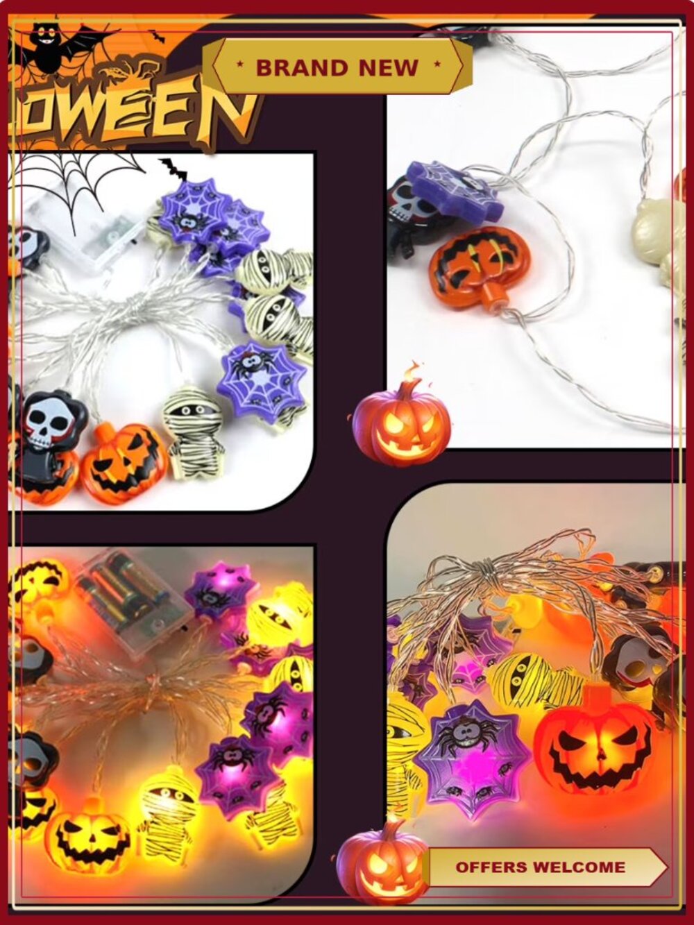 Halloween String Lights 10 ft 20 LED Battery Operated Fairy Lights - Picture 3 of 6